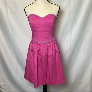 Emma Graham Strapless Dress Size 10 Preppy Garden Party Cocktail Pink and Green